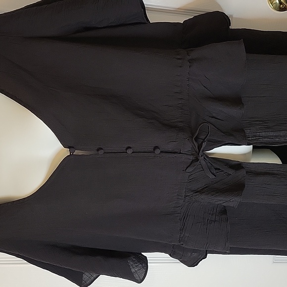 Collection 1x High Low Blouse Flowy Short Sleeve Black - Picture 2 of 6